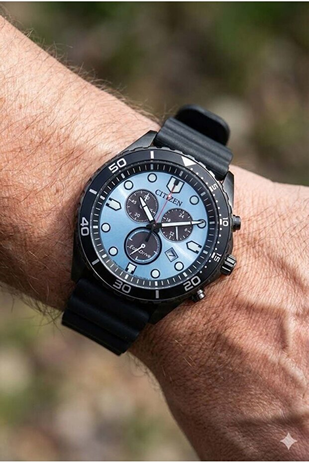 Men's Chronograph Wristwatch | 42mm, Silicone Band, Eco Drive (Solar Powered)