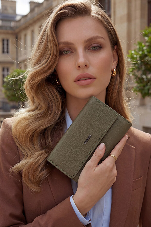 Genuine Leather Khaki Stylish Wallet