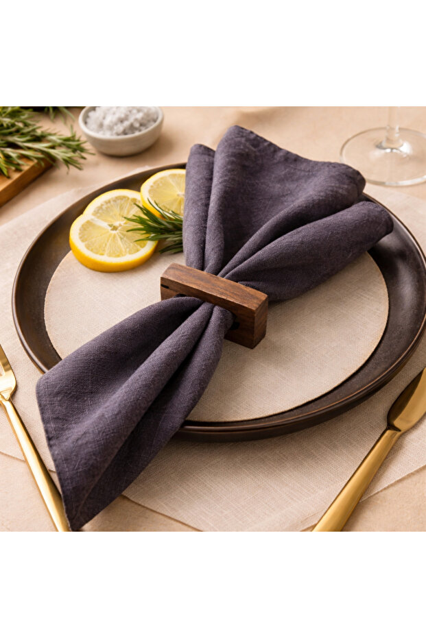 Rectangular (Set of 2) Beech Wood Napkin Rings – Natural Handmade Stylish Tableware Accessory