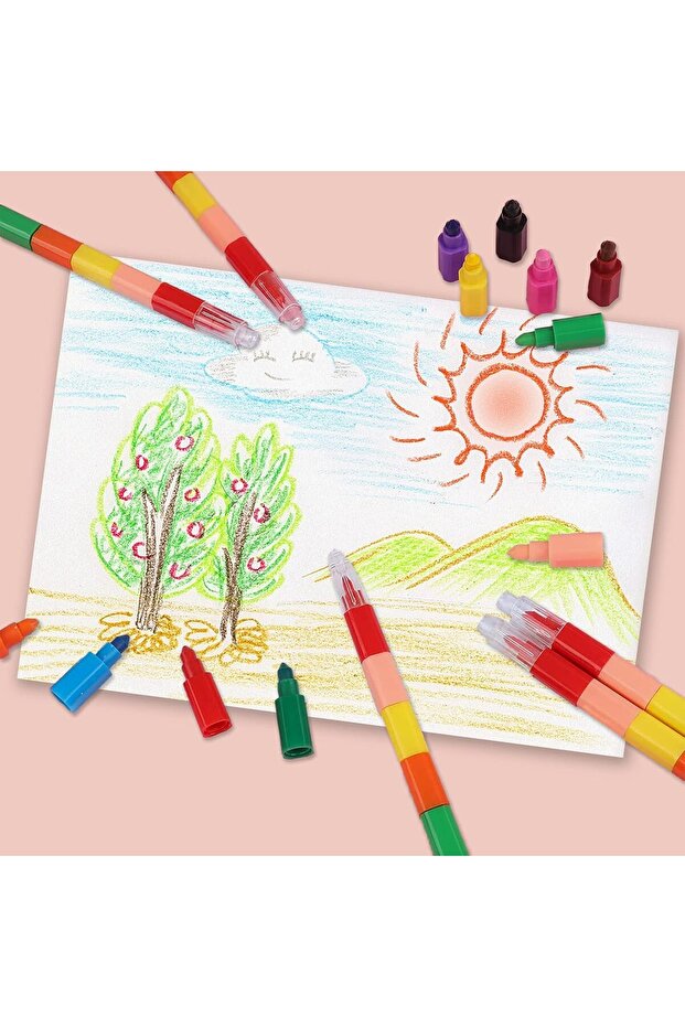 Stackable Coloring Pencils - Rainbow Colors - 7