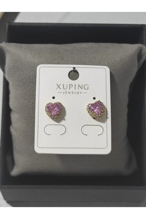 Steel Heart Earrings with Stylish Design in Pink Color