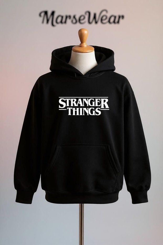 سترة Stranger Things مطبوع القطنية ذات قصة فضفاضة خيوط O بغطاء رأس