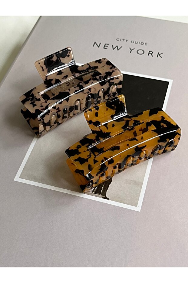 2-Piece Leopard Rectangular Bone Latch Buckle - 3