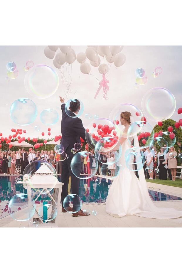 مجموعة أنابيب فقاعات فارغة، زجاجات فقاعات على شكل قلب لحفلات الزفاف - 7