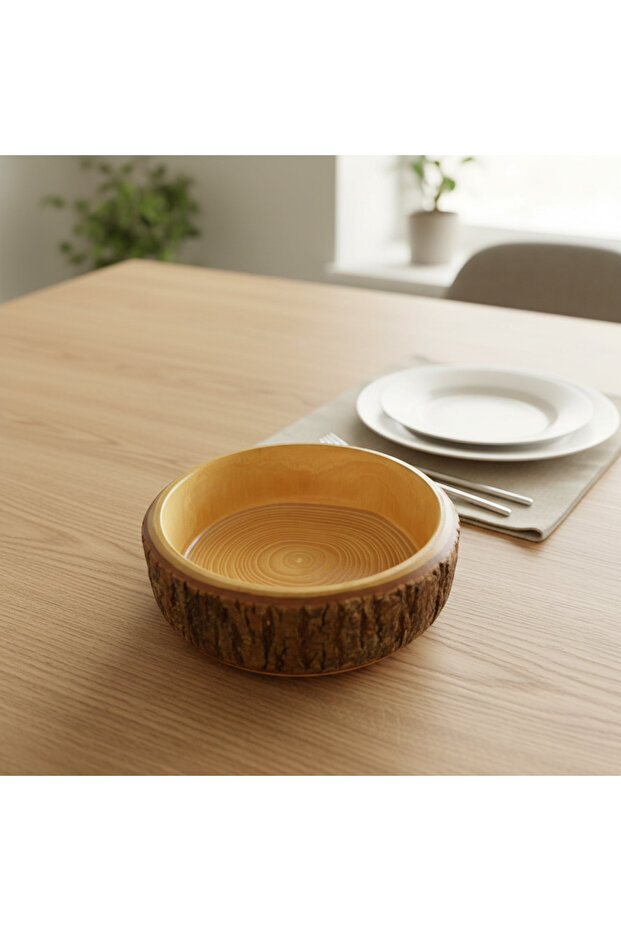 Natural Wood Log Bowl | Handmade Presentation Tray and Snack Tray | Rustic Design | Kitchen and Tableware Use
