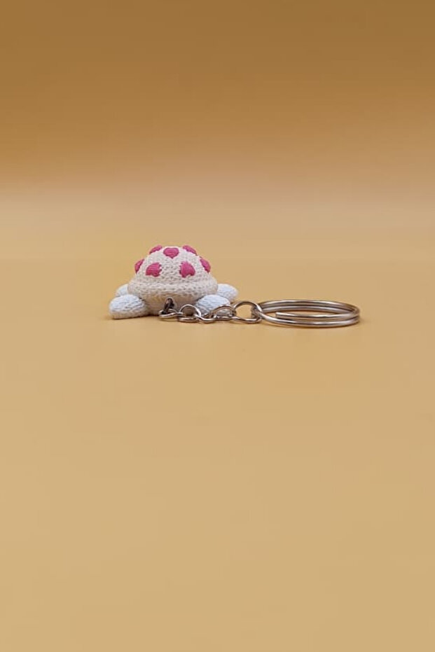 Knitted Patterned Heart Turtle Keychain - 5