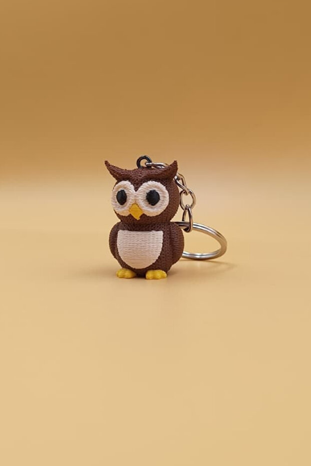 Knitted Patterned Owl Keychain - 1