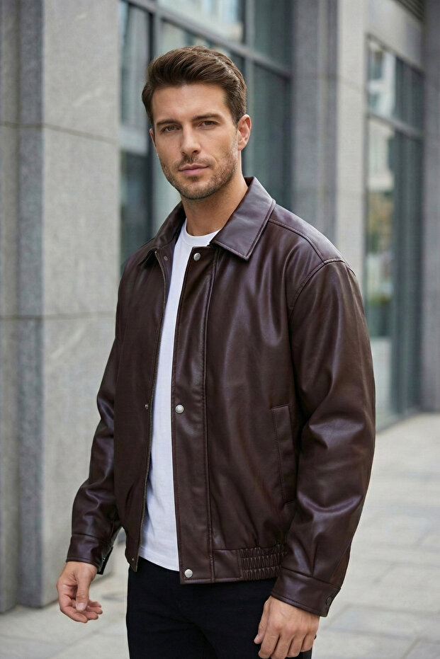 سترة جلدية كبيرة الحجم للرجال - 2