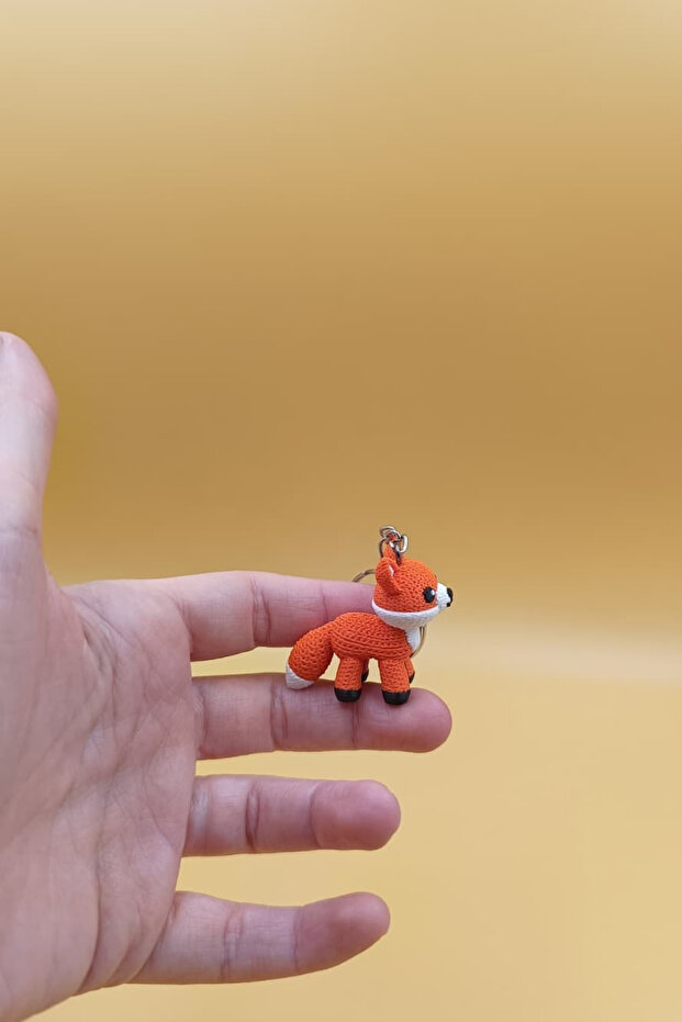Knitted Patterned Fox Keychain (Plastic) - 5