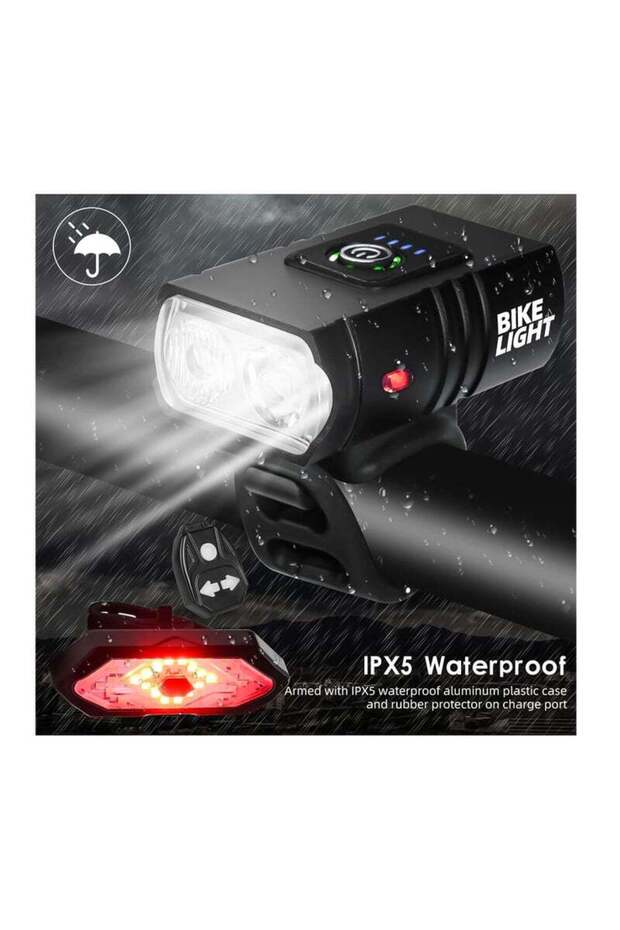 USB Rechargeable Bike Lights Set 1000 Lumen Front & Rear Bicycle Light with Turn Signal