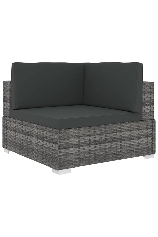 Sectional Corner Chair 1 pc with Cushions Poly Rattan Grey