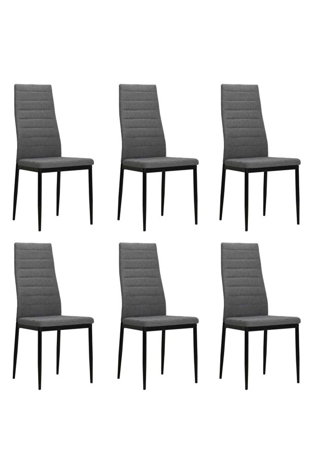 Dining Chairs 6 pcs Light Grey Fabric
