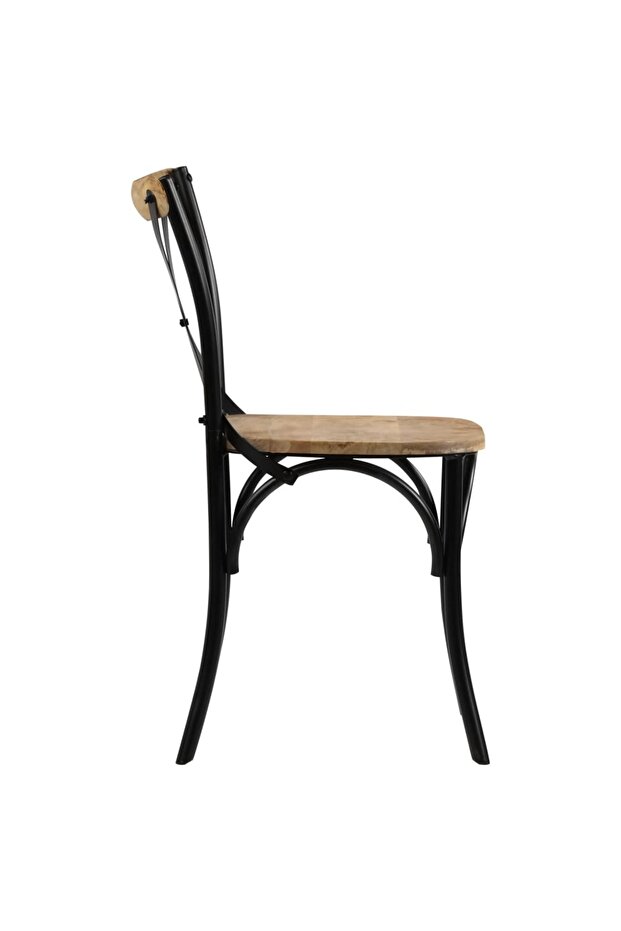 Cross Chairs 2 pcs Black Solid Mango Wood - 5