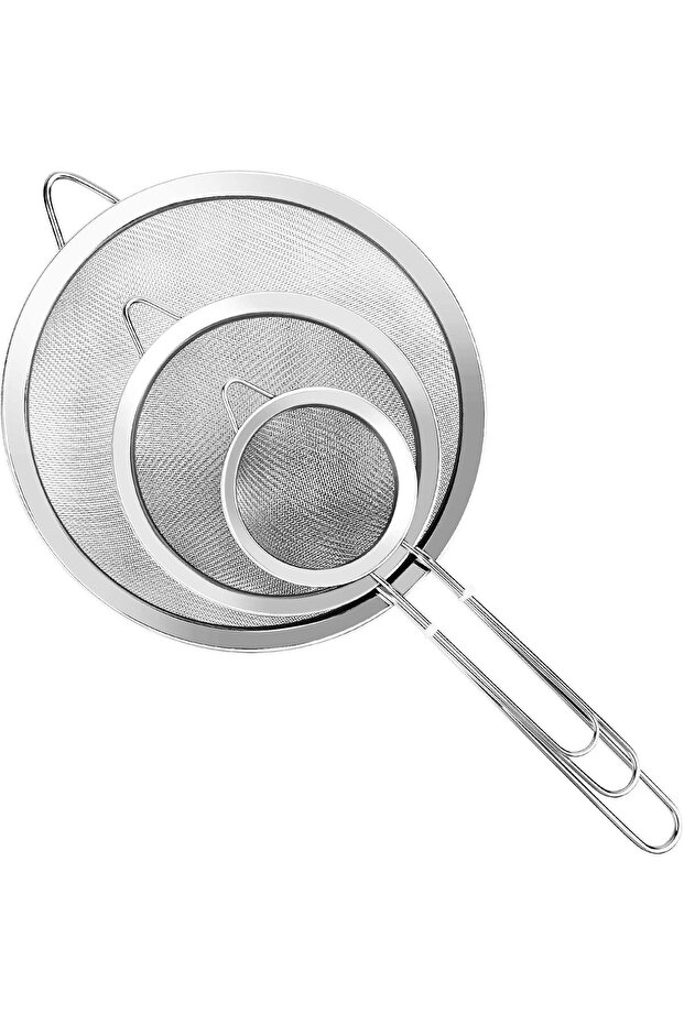 3 Pcs Super Wire Extra Fine Mesh Strainer with Handle - 1
