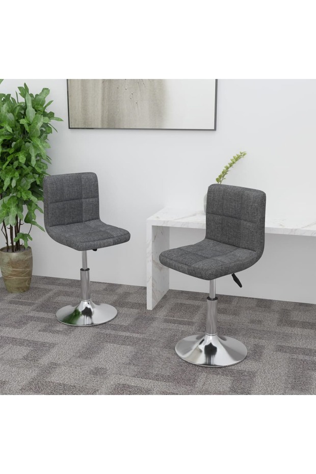 Swivel Dining Chairs 2 pcs Dark Grey Fabric