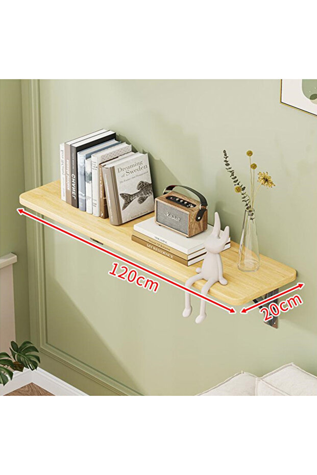 طاولة معلقة للدراسة، طاولة قابلة للطي مثبتة على الحائط، مصنوعة من الخشب الصلب - 1