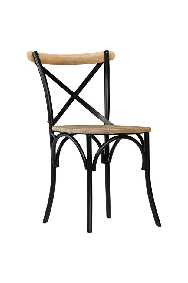 Cross Chairs 2 pcs Black Solid Mango Wood - 2