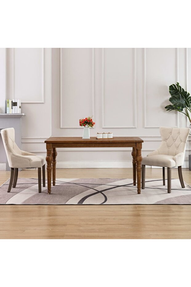 Dining Chairs 2 pcs Beige Fabric