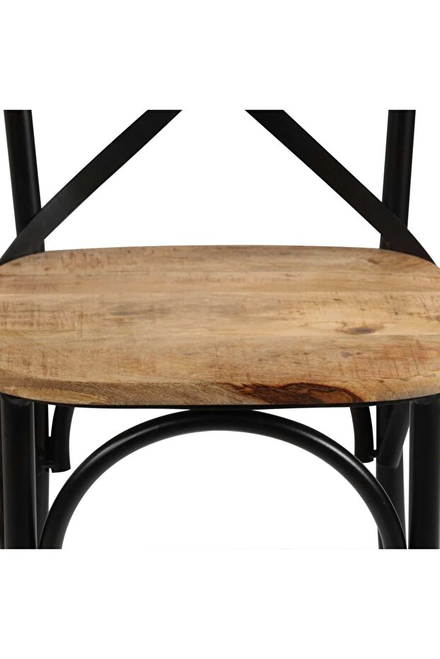 Cross Chairs 2 pcs Black Solid Mango Wood - 8