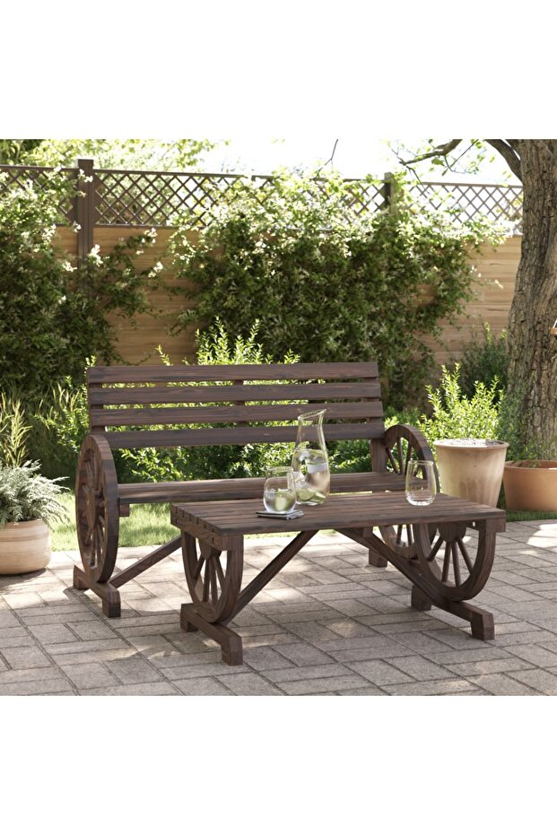 2 Piece Garden Lounge Set Solid Wood Fir
