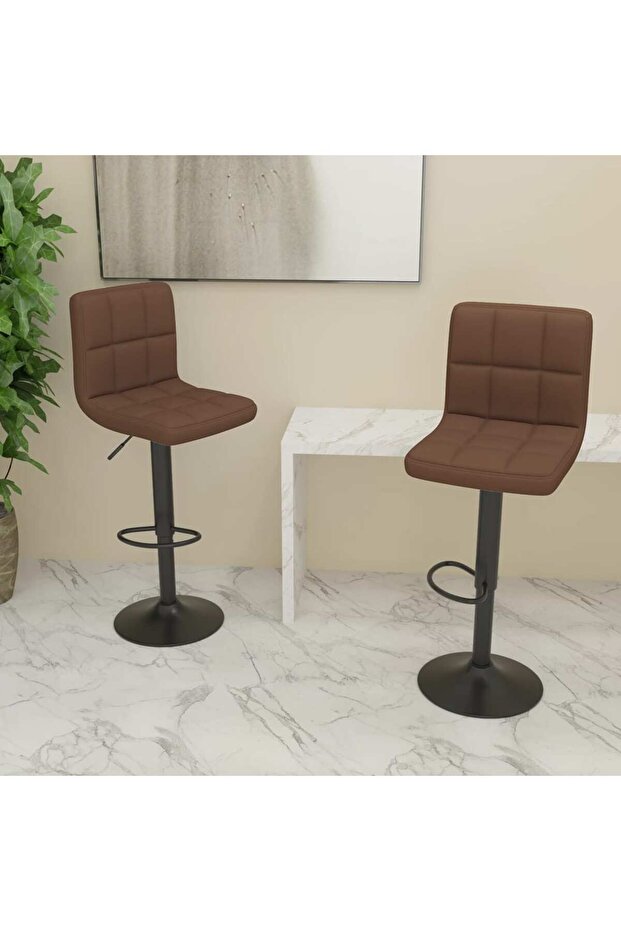 Bar Stools 2 pcs Brown Fabric