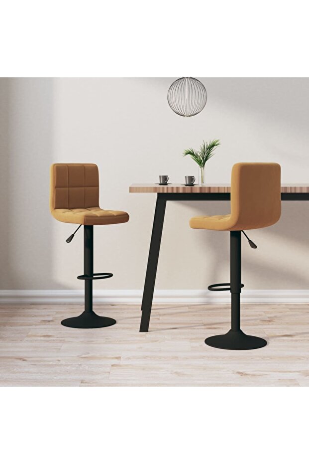 Bar Stools 2 pcs Brown Velvet
