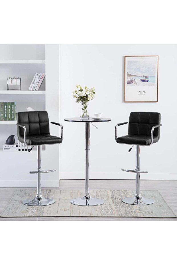 Bar Stools 2 pcs Black Faux Leather