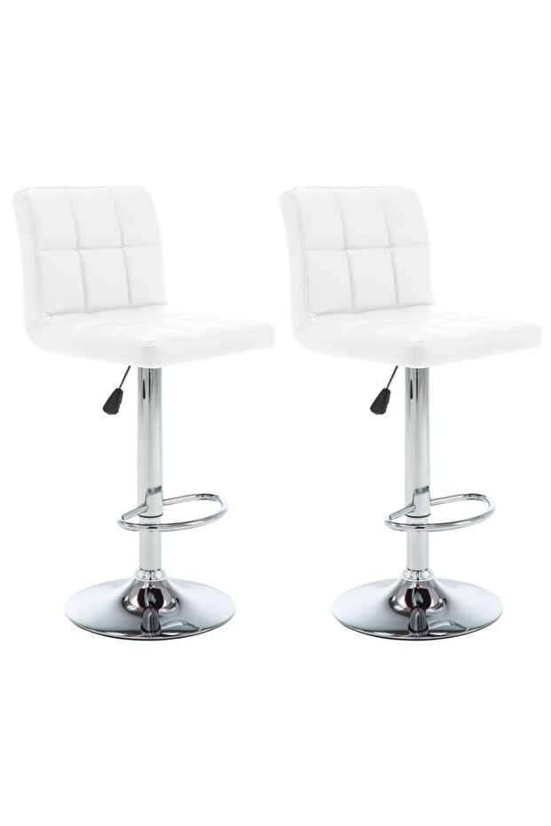 Bar Stools 2 pcs White Faux Leather