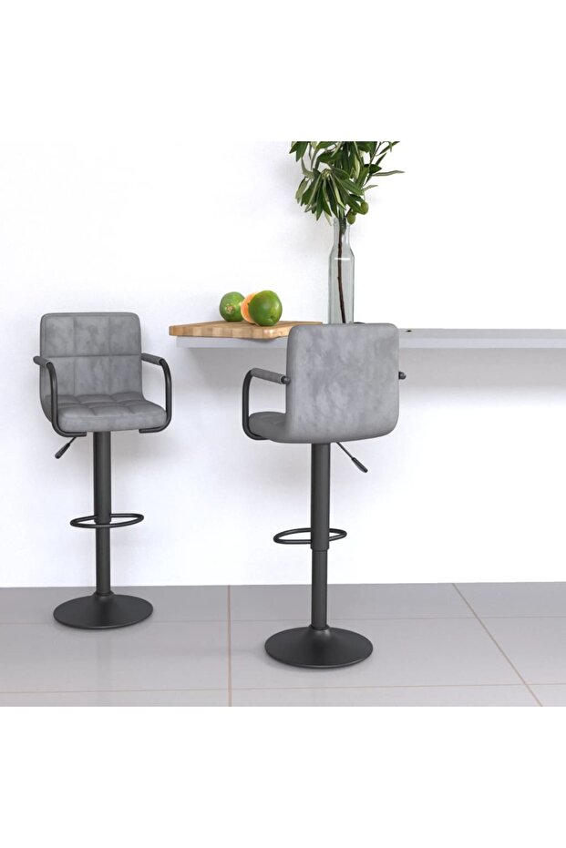 Bar Stools 2 pcs Light Grey Velvet