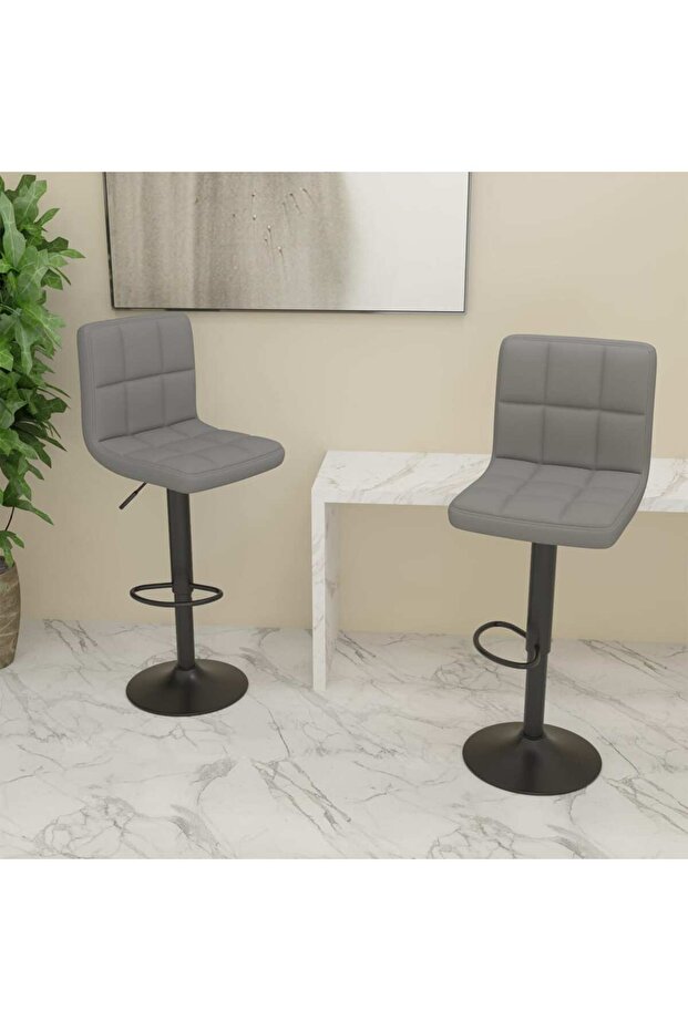 Bar Stools 2 pcs Light Grey Fabric