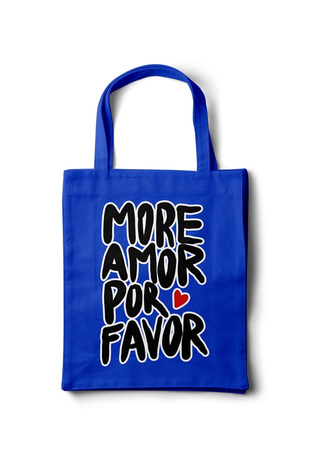 Artistic Gabardine Cloth Bag – Typography More Amor Por Favor Lettering Printed Design - 35X40