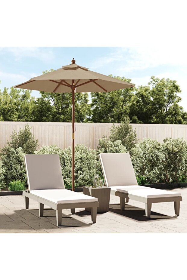 Garden Parasol with Wooden Pole Taupe 196x231 cm