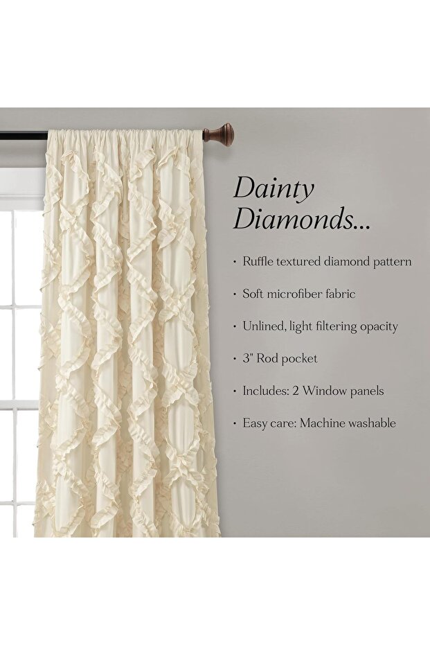 ستائر نوافذ مكشكشة بنمط ماسي - 6