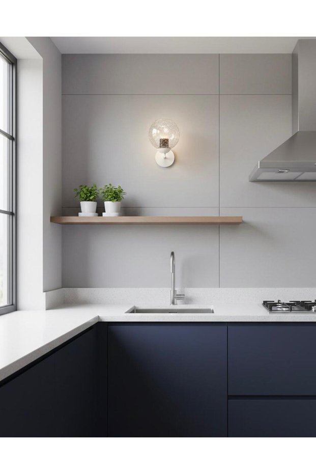 White Chrome Wall Sconce with Transparent Ball Glass
