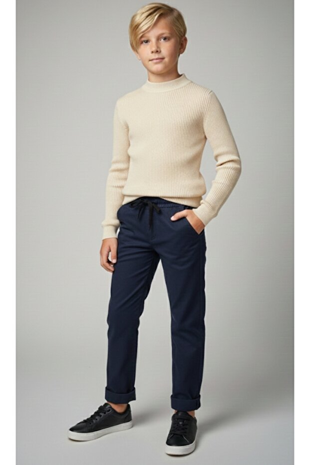 Boys' Elastic Waist Lace-Up Multi-Pocket North Woven Linen Trousers