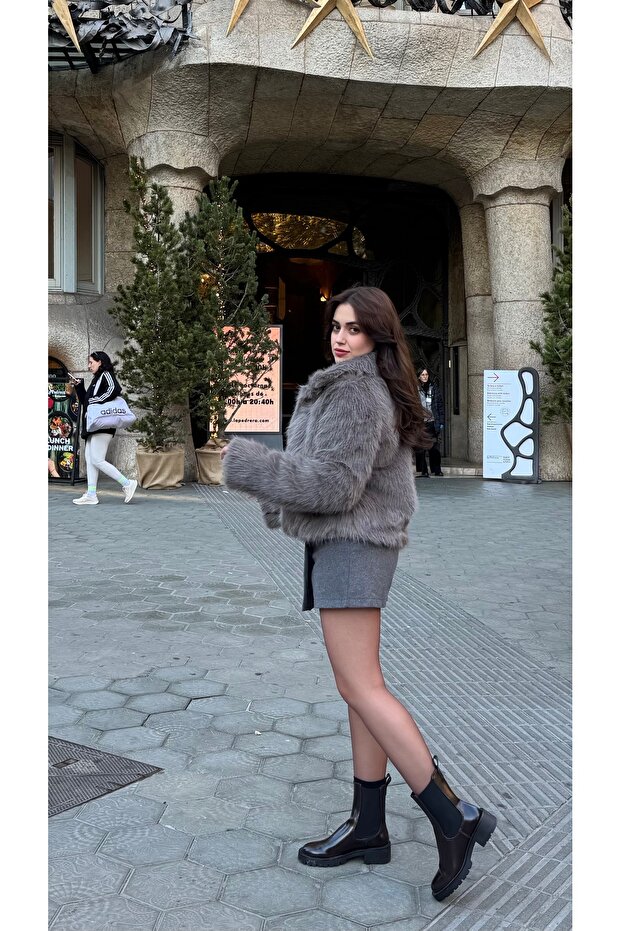 Gri Premium Kürk - 1