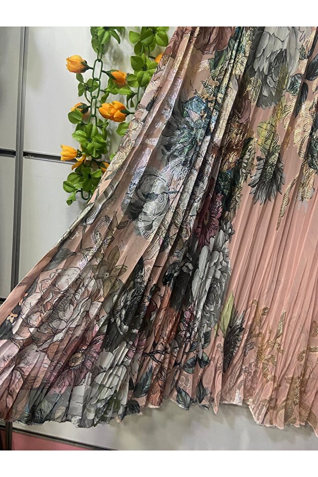 تنورة شيفون منقوشة مع بطانة - 3