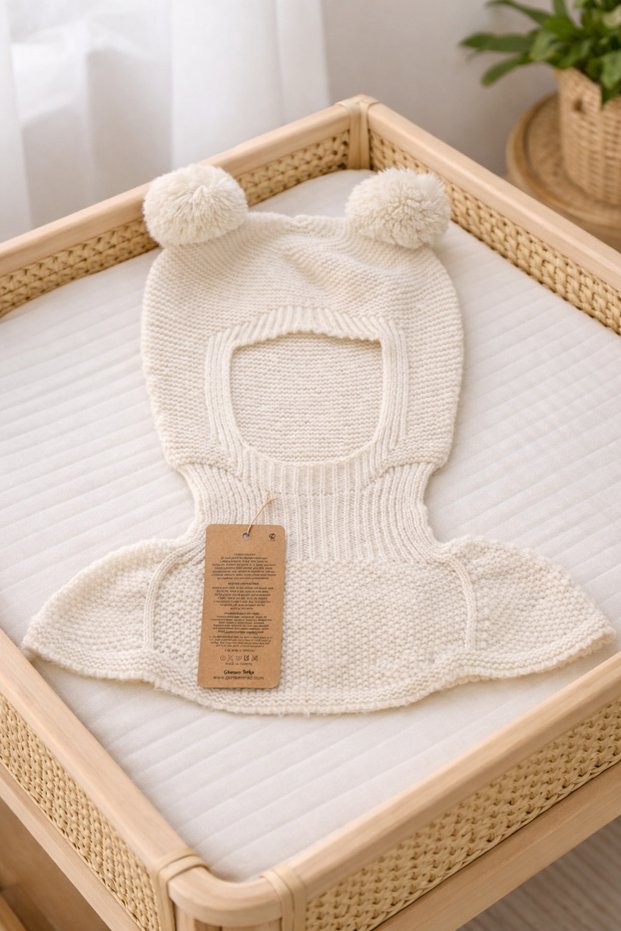 Extra Soft Soft Neck Collar Baby and Children's Beanie with Pompom Detail (0-6 Years Old)