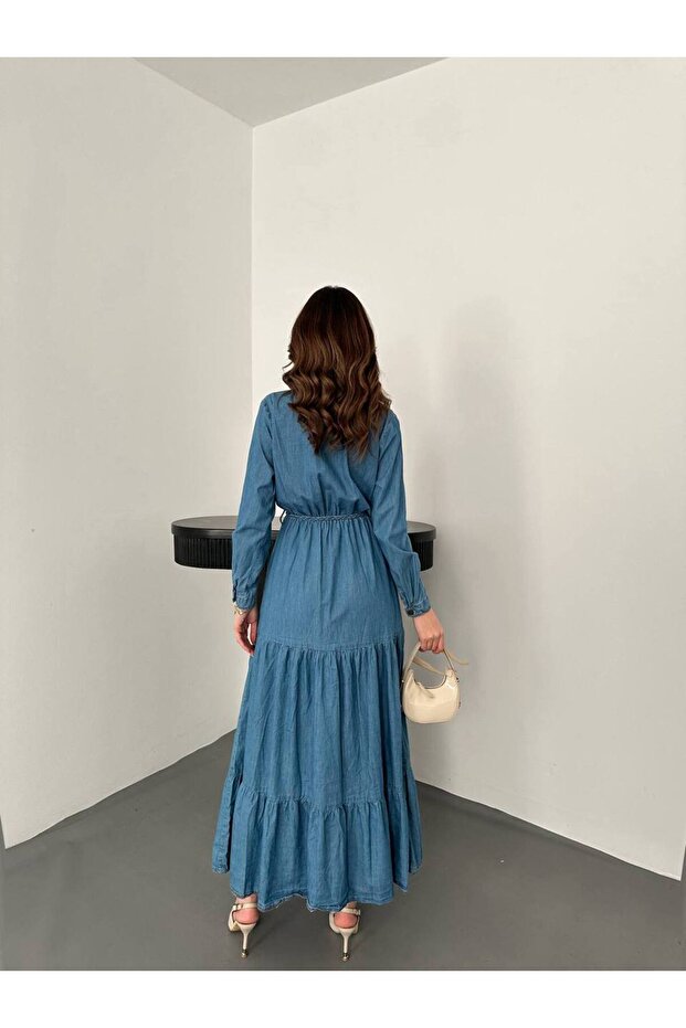 Bağlama Detaylı Gömlek Elbise - 6