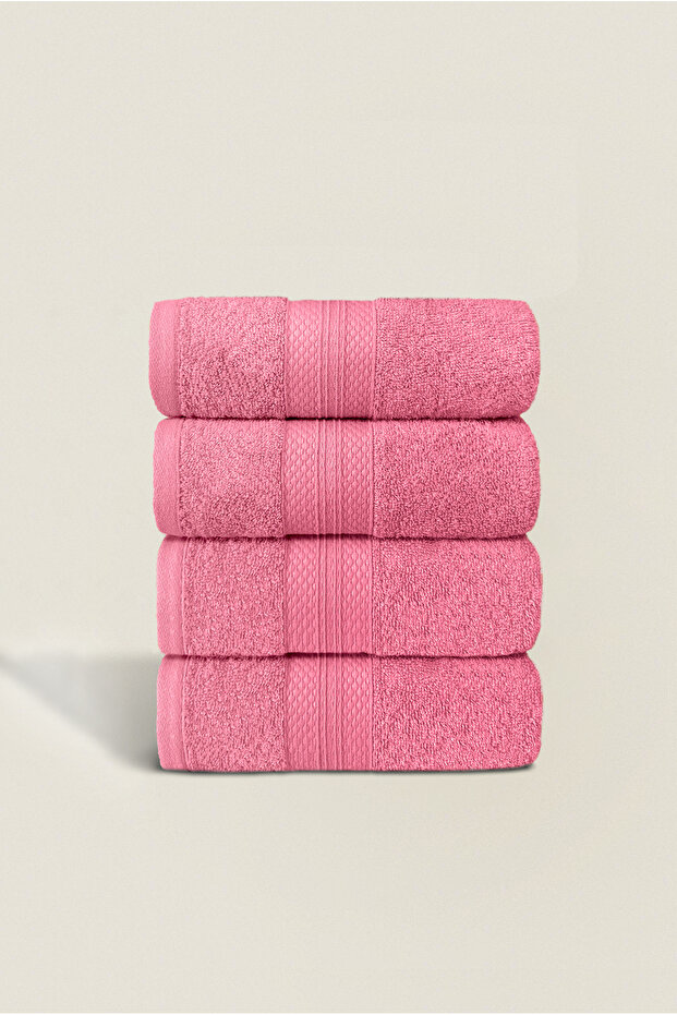 4-Piece Hand Towel Set 100% Cotton Certified, Hand / Face / Bath / Kitchen Towels 50X80Cm - Dusty Rose