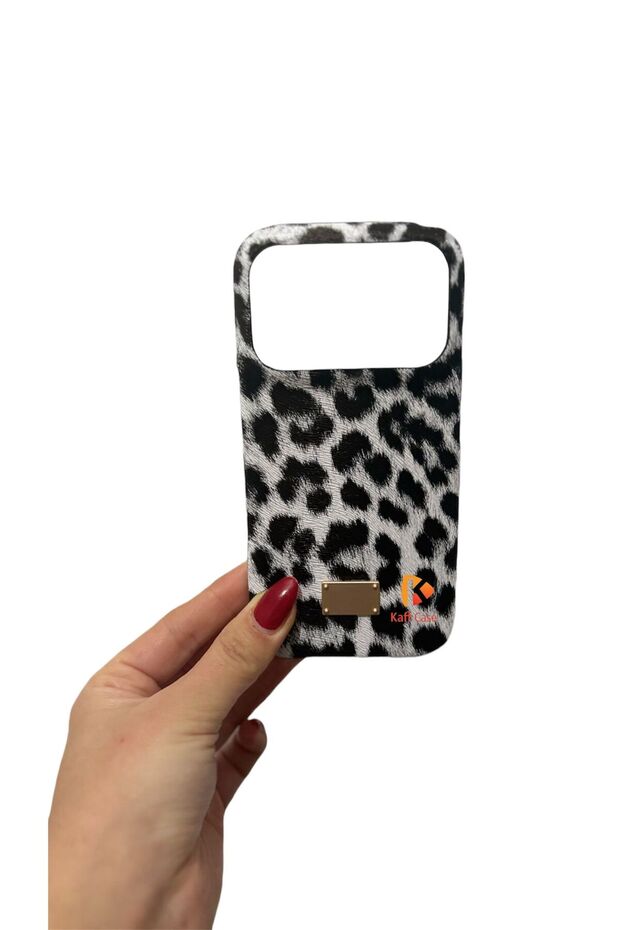 حافظة متوافقة مع هاتف آيفون 17 برو بنمط الفهد الأبيض - 1