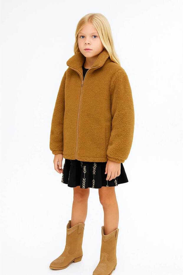 Girl's Versoft Plush Jacket with Zipper and Long Sleeves, Ages 4-10