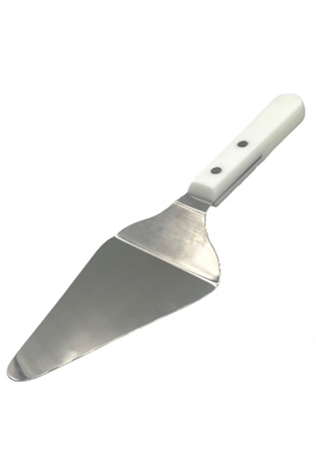 Cake stand/cake turner, stainless steel, white handle