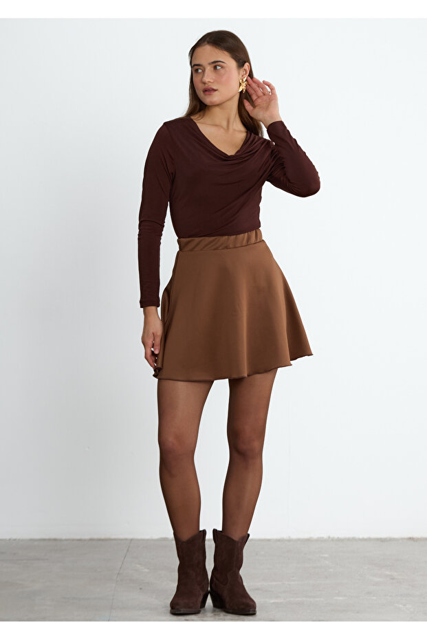Brown Elira Draped Blouse
