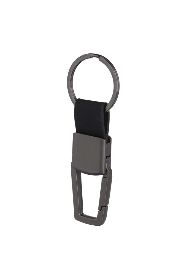 PU Leather Keychain with Gray Ring 9cm