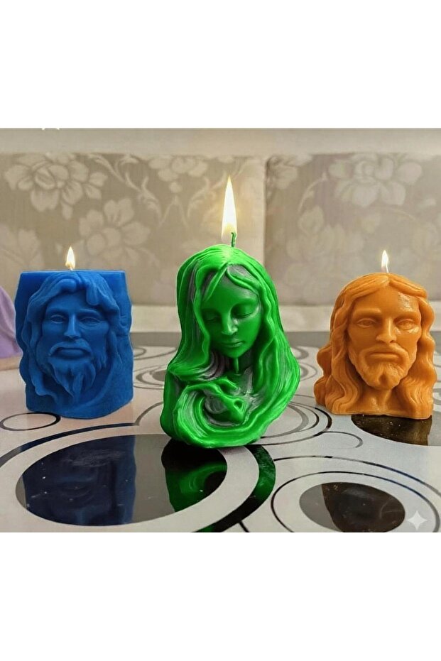 3’ lü heykel mum set. Rönesans esintisi. - 4