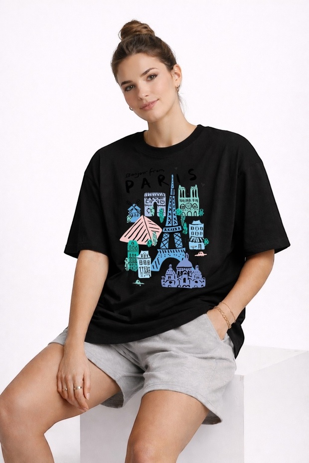 Paris City Printed Unisex Colorful T-Shirt