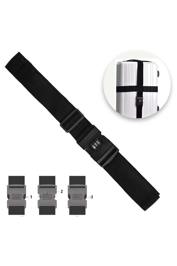 Black Adjustable Luggage Strap with Lock