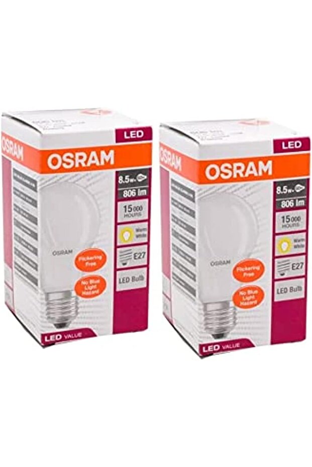 LED Bulb - E27 8.5 W Warm White Light 2pc Set Promo Pack