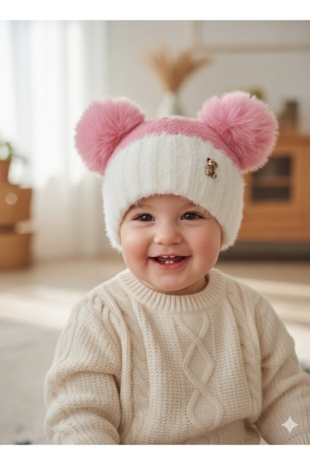 قبعة شتوية مع بوم بوم - 1